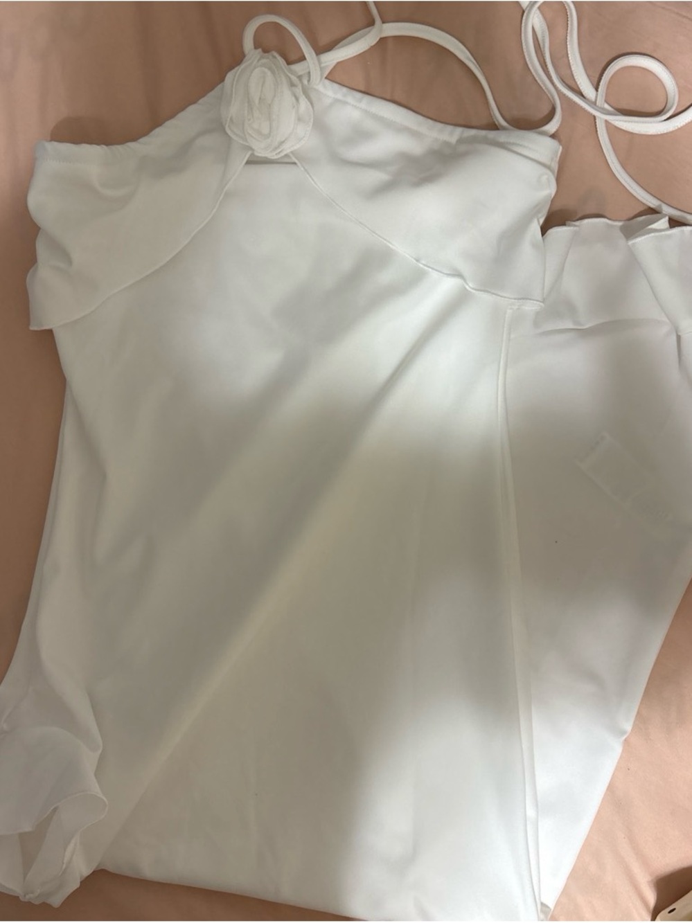 SHEIN White Floral-Trim Slip Dress